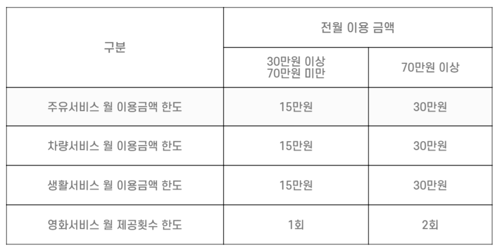 신한카드 Deep Oil 월 이용한도